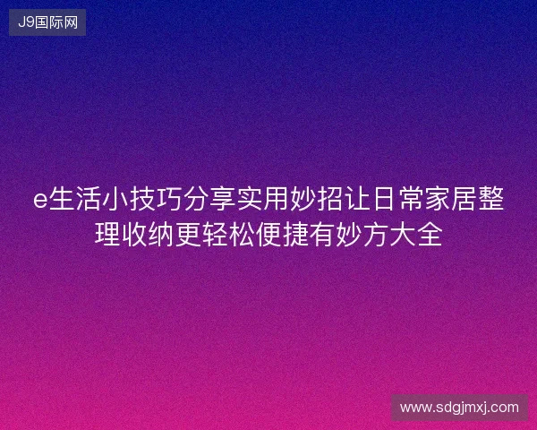 e生活小技巧分享实用妙招让日常家居整理收纳更轻松便捷有妙方大全